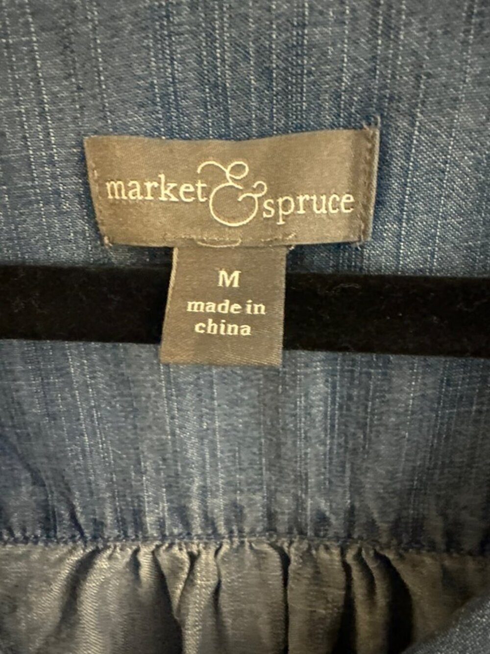Market & Spruce Blue Chambray Shirt Dress Medium Roll Tab Sleeve Button Up Denim - Picture 2 of 4